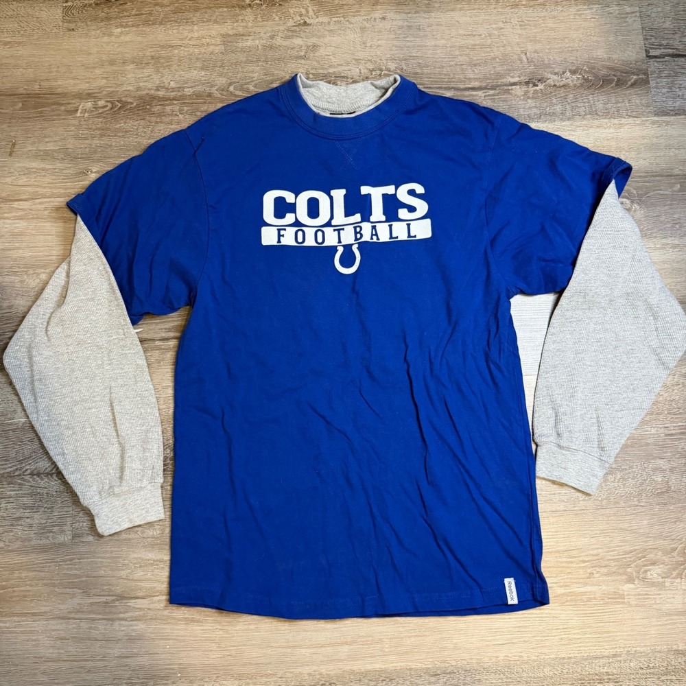 Reebok Indianapolis Colts NFL Youth XL Blue Grey Double Layer Thermal Shirt
